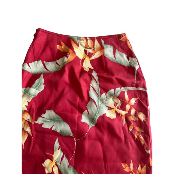TOMMY BAHAMA 100% Silk Floral Hawaiian Print Wrap Skirt Size 2 - Picture 3 of 8